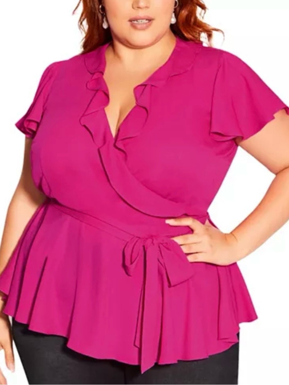 City chic Wrap frills Peplum Top